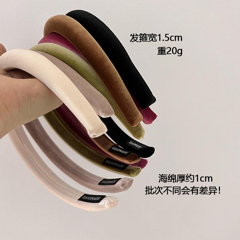 1.5cm Width High grade velvet Hair Bands headband retro slim edge hair clip new autumn outerwear style solid color Hair Hoops