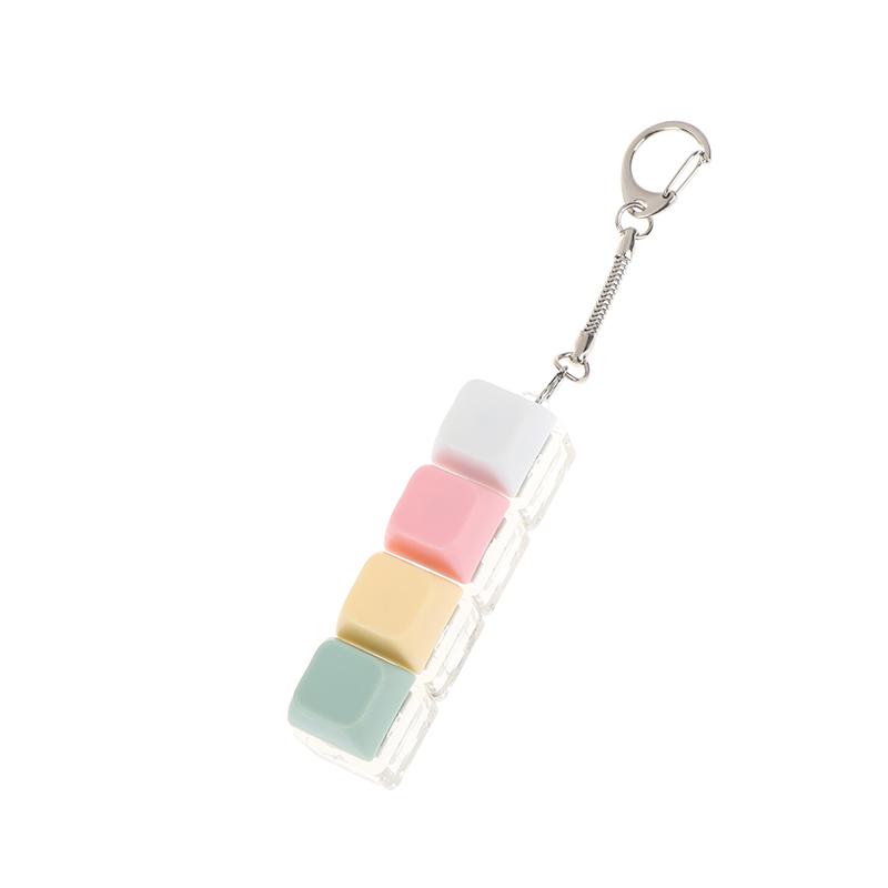 Macaron Color Keyboard Key Toy Diy Button Keycap Sensory Keychain Decompression Toys Mechanical 4Key Toy For Adult Gifts
