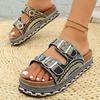 Fashion 2025 Summer Fashion Rhinestone Design Casual Thick Soled Slippers for Women Open Toes Comfortable Versatile Beach Chunky Sandals