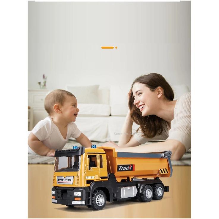 1/50 Scale Tipper Truck Alloy Diecast Toy Model Dump Engineering Transport Truck Sound Light Pull Back Collection Gifts For Kids