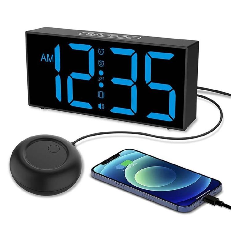 Alarm Clocks for Bedrooms Heavy Sleepers,Vibrating Alarm Clock with Bed Shaker,4Dimmers,Snoozes Brightness Adjustable