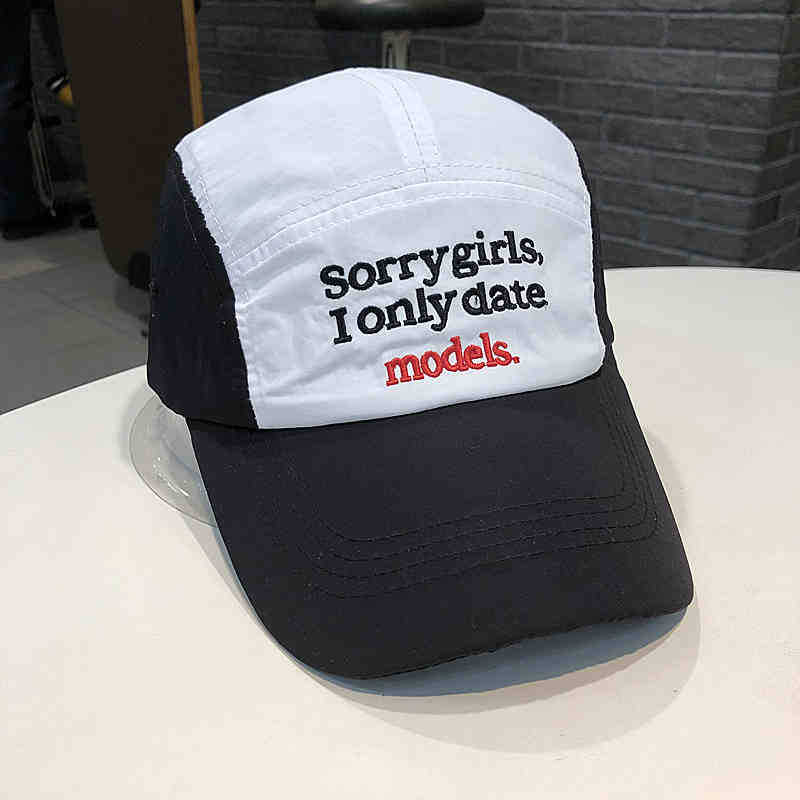 Fashion niche five-piece hat Korean version embroidered letter cap women's summer thin quick-drying couple baseball cap men show small face