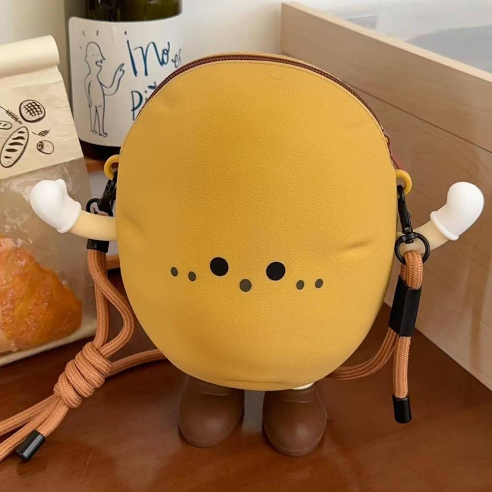 Funny Portable Potato Phone Bag with Zipper Creative Vegetable Coin Purse Crossbody Bag Kawaii Mini Earphone Bag Jewelry