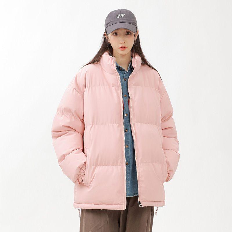 

Medm Beprp Japanese-Style Simple Solid Color down Cotton Jacket for Men and Women, Couple s Puffer Jacket with Stand Collar, Winter Coat 8802 Cotton Coat-[Pink] X L([Recommend 70-80kg])