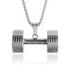Coole Titanstahl Kurzhantel Anhänger Halskette Langhantel Fitness Anhänger für Männer und Frauen Freizeit Sport Punk Schmuck