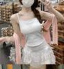 Women's Plus Size Lace Trim Cotton Camisole - Spring/Summer Sleeveless Slimming Base Layer Top