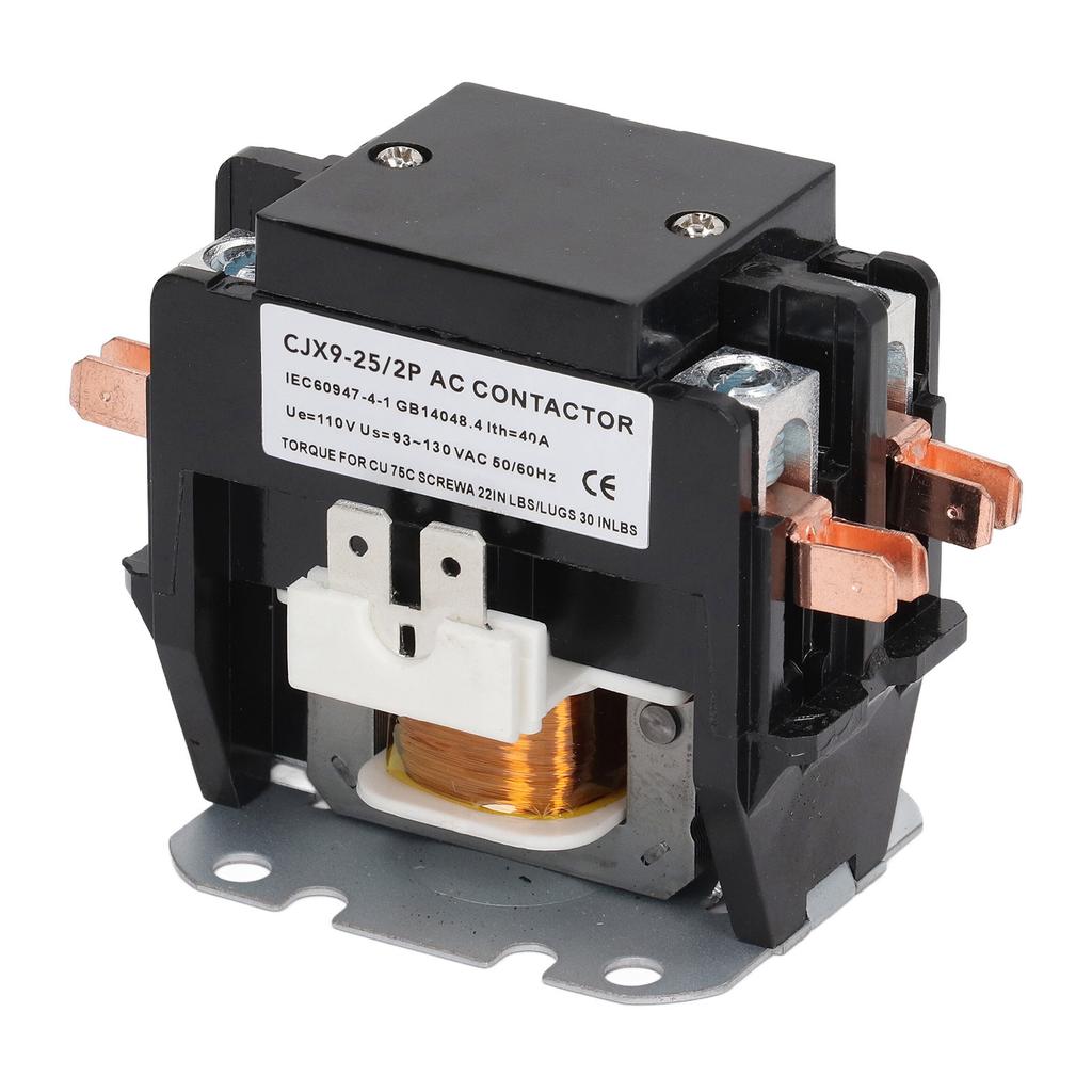 AC Contactor 25A Silver Alloy Contact Flame Retardant Air Conditioner HVAC Condenser Compressor Contactor 110V
