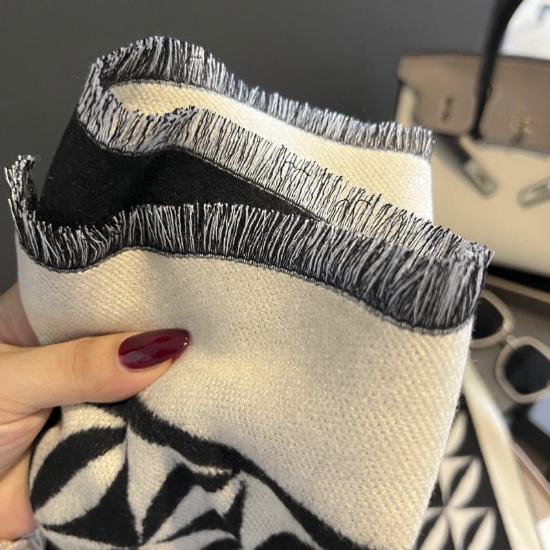 Thickened shawl women's outer cover abstract geometric imitation cashmere shawl scarf dual-purpose winter warm women's scarf double-sided