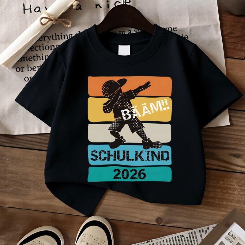 Kids School Kid Graphic Crewneck Short Sleeve Tee,Soft Knit Breathable Top for Outdoor Activities