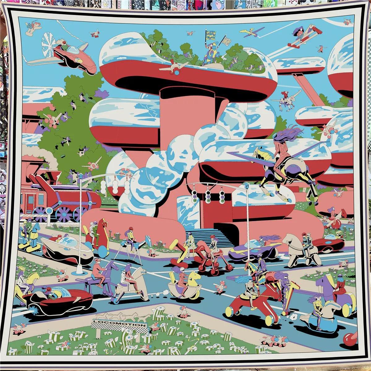 

Elegant 130*130CM Luxury Brand Big Size Silk Wool Scarf Women Warm Autumn Winter Square Scarf and Shawl 130x130cm