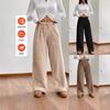 European American Women Hoodie Autumn Winter Solid Fashion Plush Pants Loose Comfort Fleece Warm Trousers