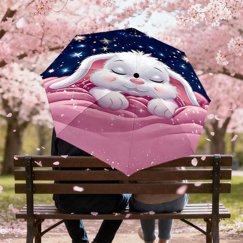 1PC Sleeping Bunny Umbrella-8-Rib Reinforced Portable Folding Travel Suitable for All Seasons Outdoor Daily Use  -J0321