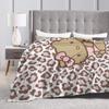 Leopard Hello Kitty Cartoon Blankets Coral Fleece Plush  Winter  Portable Lightweight Throw Blankets for Bed Outdoor Quilt
