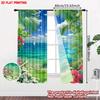 Set Of 2 Tropical Beach Curtains Ocean View Palm Trees Colorful Flowers Light Blue Background Living Room Curtain Polyester Ideal For Great
