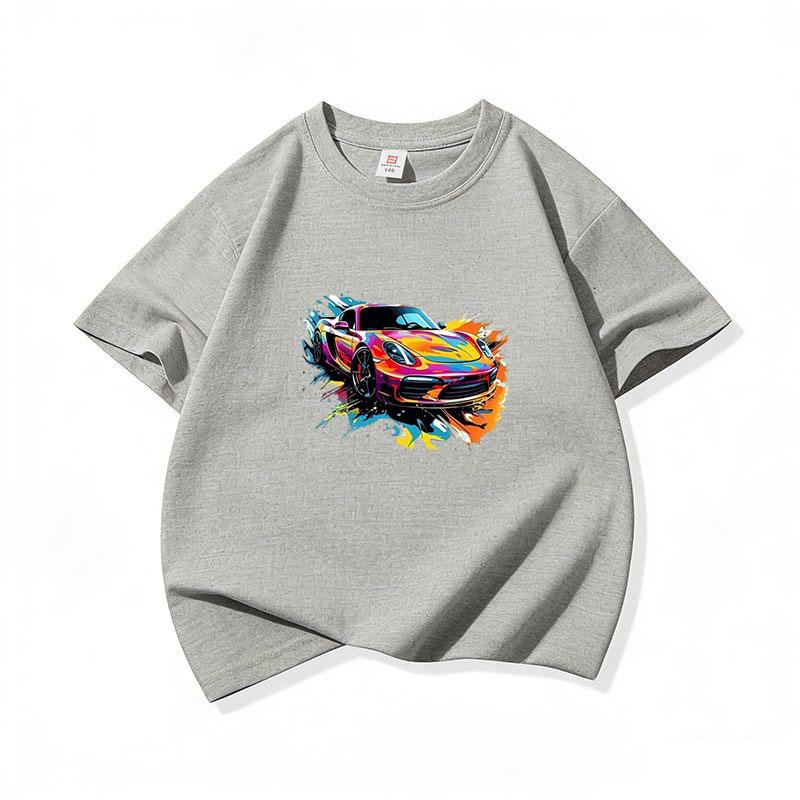 Graffiti Sports Car Graphic Tee Kids 100 Cotton Crew Neck Muticolor T Shirt Short Sleeve Breathable Top For Boys Girls Children