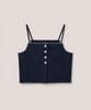 320SHOWROOM Reversible Button Denim Crop Sleeveless Top Deep Blue