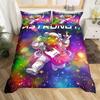 Cartoon Astronaut Duvet Cover Twin King Galaxy Bedding Set Outer Space Planet Star Quilt Cover for Kids Boys Girls Bedroom Decor