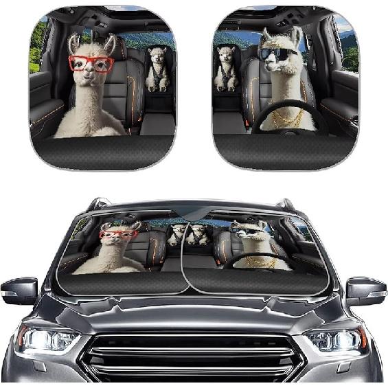 KEIAHUAN Customized Auto Front Window Visor Sun Shade Universal Windshield Sunshade for Car Truck SUV 2-Piece