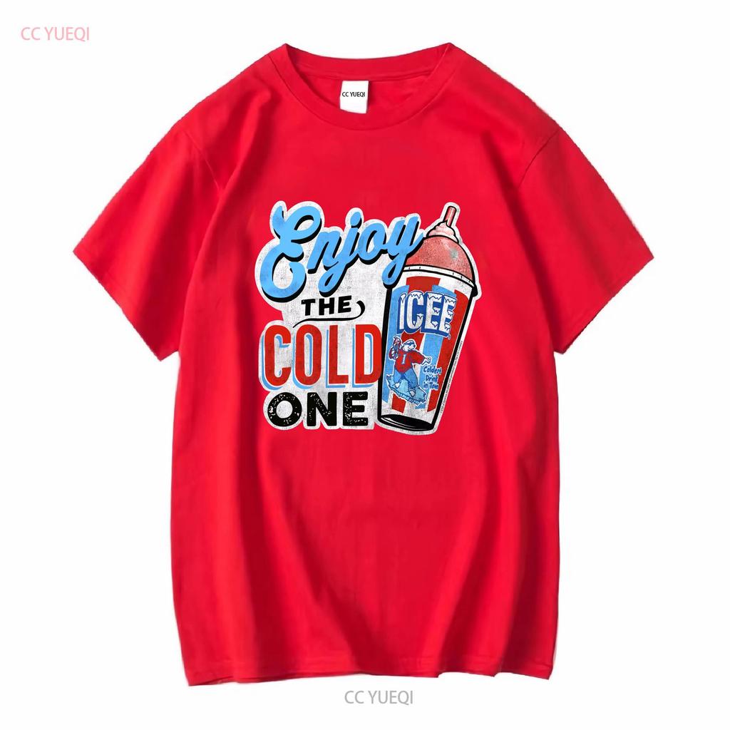 Lizenziertes Genießen Sie das Kalte Icee Slushie Erwachsenen Rundhals T-Shirt lang- oder kurzärmelig Vintage Gewaschene Mode Weich Vielseitig