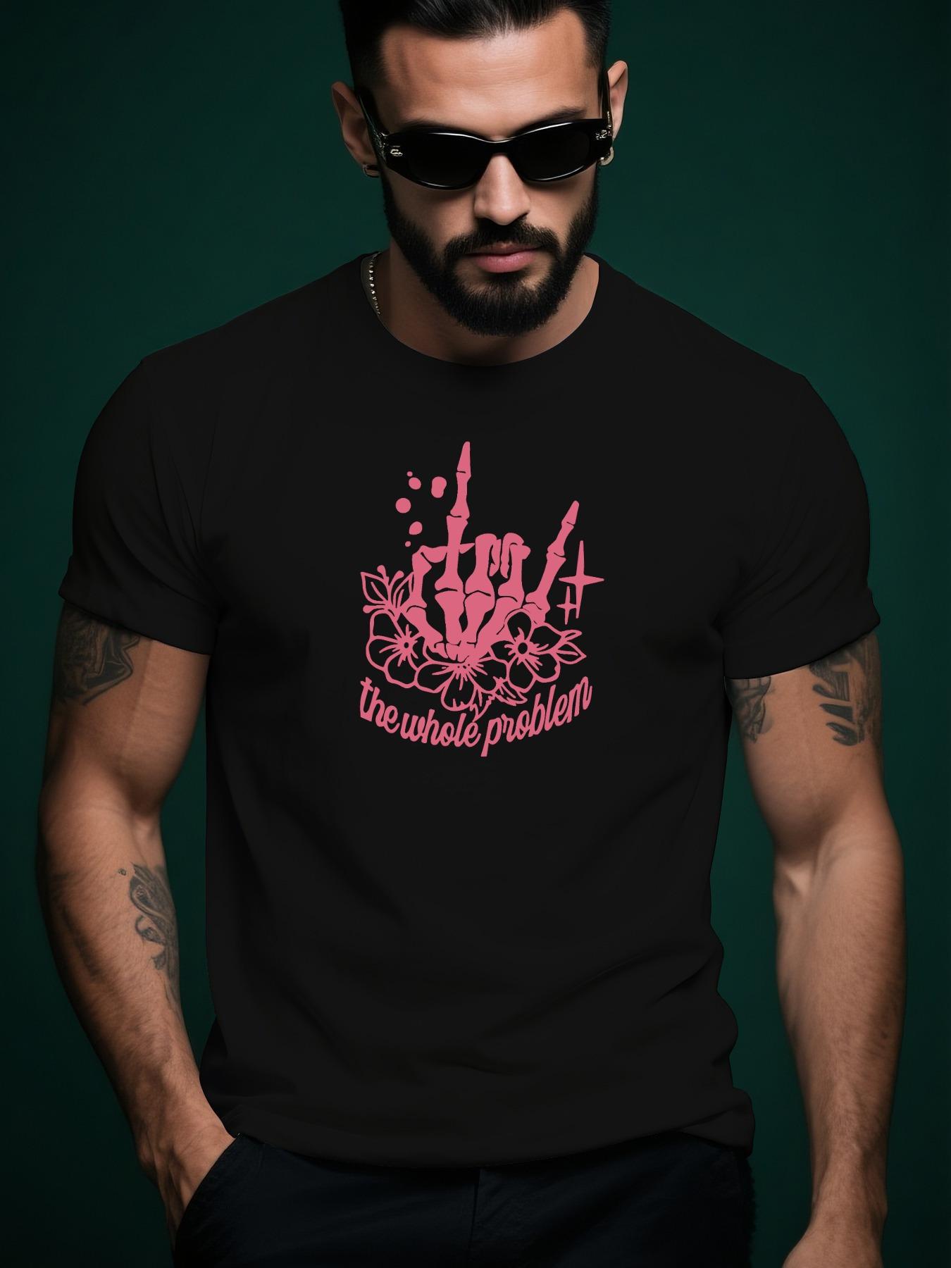 Short Sleeve Graphic Tshirt - Light Grey with Pink Floral... XXXXL