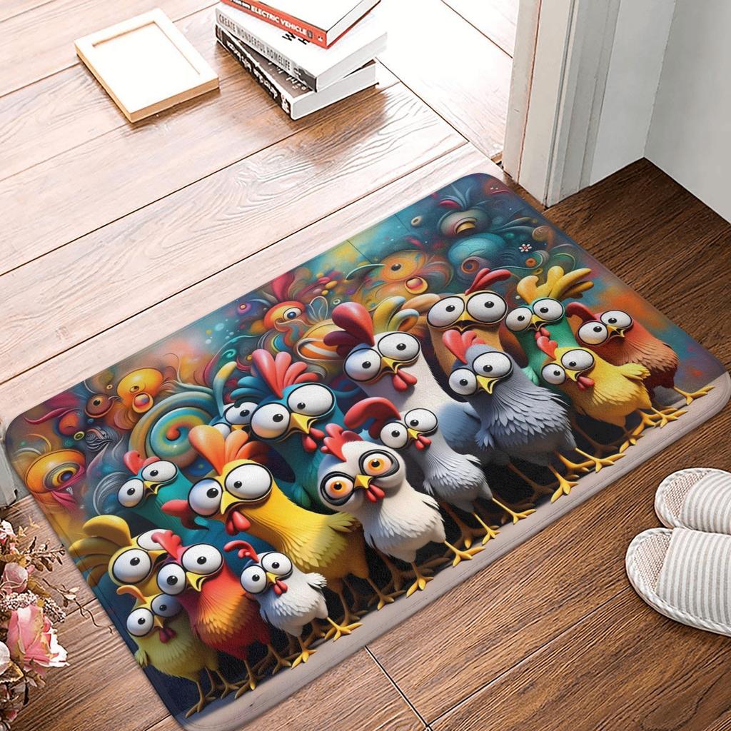 Festive Funny Big-Eyed Chick Family Design Front Floor Door Entrance Mats Indoor  Kitchen Bath Doormat Living Room Carpet Rug