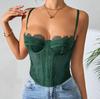 Sexy Gathering Slim Fit Fishbone Bust Eyelashes Lace Perspective Pure Desire Suspender Vest Vest Women's Exterior Wear