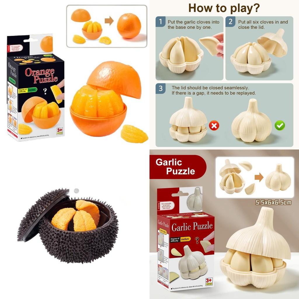 Engaging 3d Puzzle Toy Set Featuring Vibrant Orange Sea Urchin And Garlic For Kids Ages 8 To 12