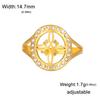 Witchcraft Witch Knot Clear Zircon Round Ring Stainless Steel Gold Adjustable Finger Rings Vintage Amulet Jewelry