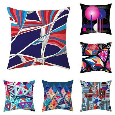 Federa Cuscino con Stampa Geometrica Astratta Colorata, Copricuscino per Divano, Decorazione per Ufficio Auto, Decorazione Personalizzata per la Casa