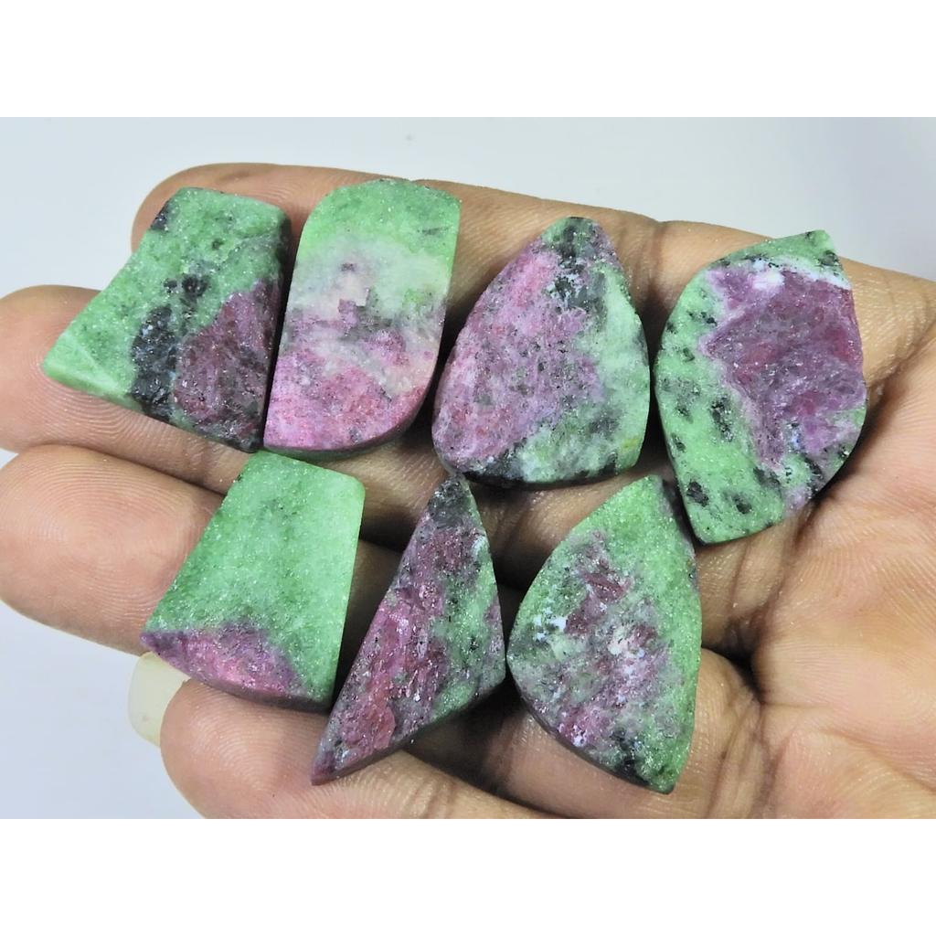 07Pcs Natural Ruby Zoisite Druzy Fancy Cabochon Loose Gemstone Lot 192Cts. C-2347