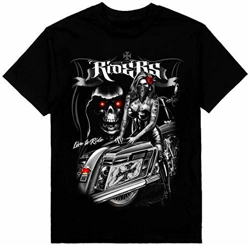 

Riders Mens Motorcycle Biker Heavyweight Short Sleeve T-Shirt Print On Shaka Wea Unisex T-Shirt S