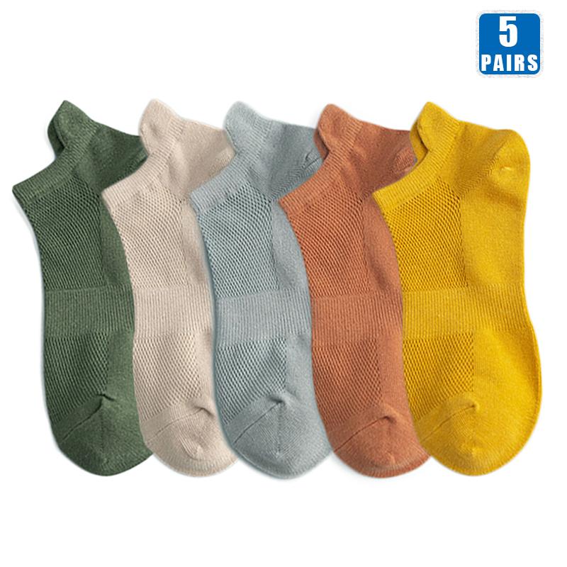 5 Pairs Men Cotton Short Sock Crew Ankle High Quality Breathable Summer Women Compression Casual Soft Solid Color Socks for Male