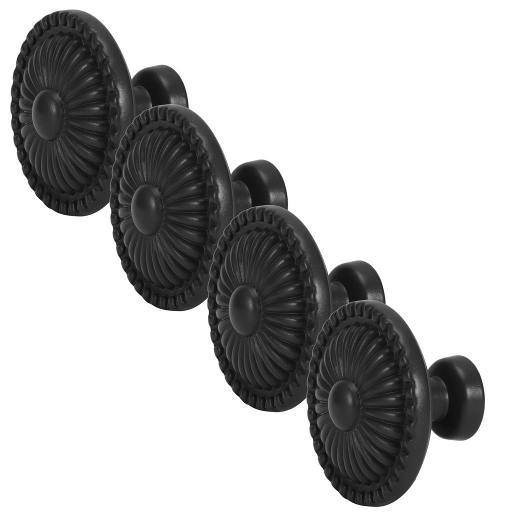 4 Sets Zinc Alloy Handle Single Hole Round Doorknob for Wardrobe Kitchen Cupboard388 Black