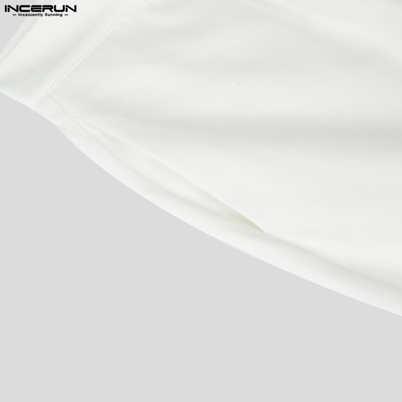 INCERUN 2PCS Men Spring Long Sleeve V Neck One Button Shirts Pants Sets