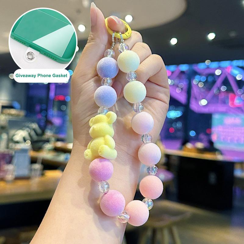 

Браслет для мобильного телефона с бисером в виде медведя конфетного цвета, брелок для ключей с защитой от потери, ремешок на запястье, веревочная цепочка для iPhone, Samsung, Xiaomi, Redmi