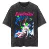 Anime Neon Genesis Evangelion Manga Graphic Print T-shirt Men Women Vintage Washed O-neck Cotton Summer New Tee Streetwear Y2K Fashion Oversized Top