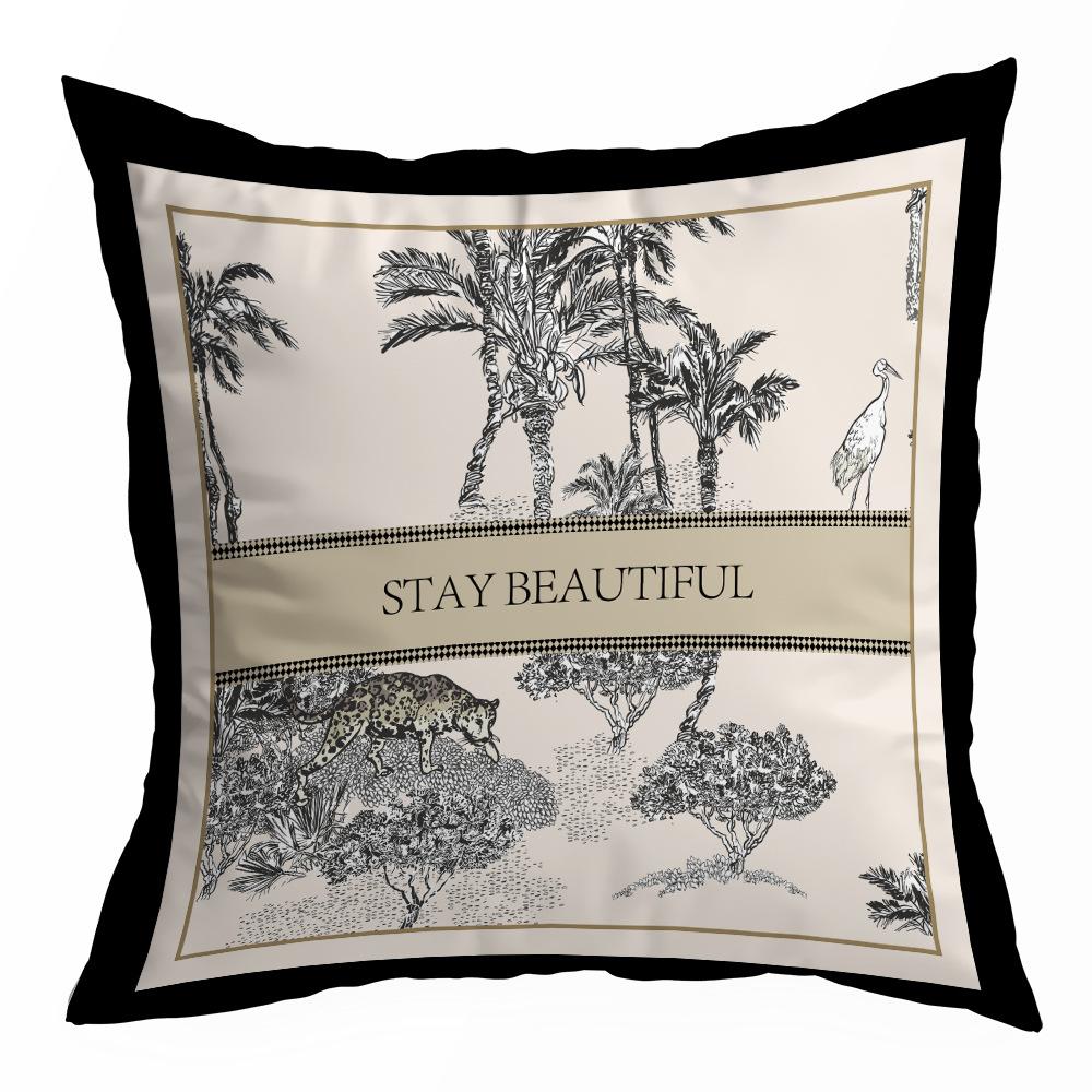 European Style Retro Lamp Luxury Pillow Case Living Room Sofa Bedroom Backrest Cushion Geometric Plaid Home Ornament Pillow