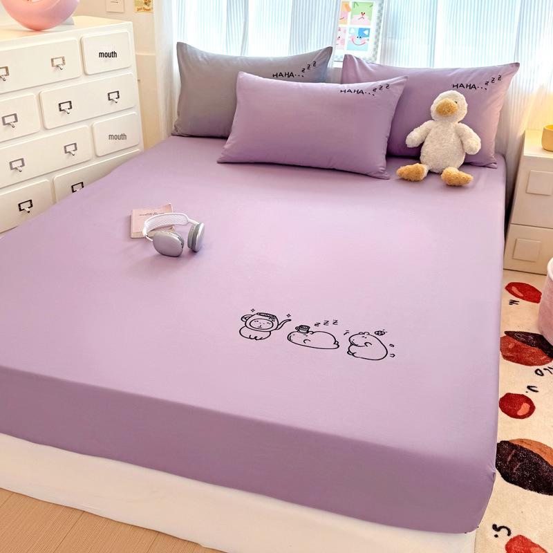 Class A 100% Cotton Fitted Sheet: Soft, Skin-Friendly, Breathable, Sweat-Wicking Mattress Protector for Dormitory Single Simmons.