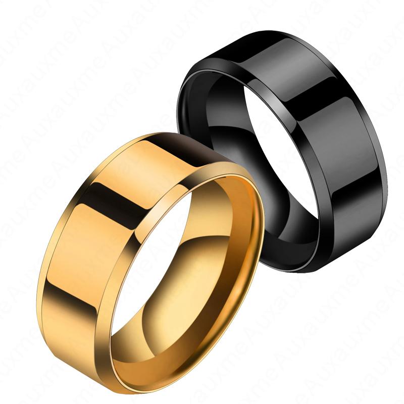 8mm Black Titanium Stainless Men Ring Simple Wedding Bands Rings Gift For Male Jewelry Size 5-13 Drop