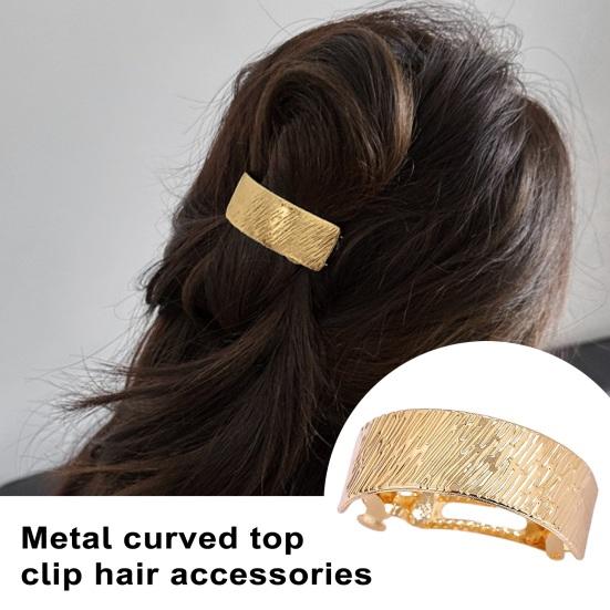 Metal Ponytail Hair Clip Geometric Semi-circle Anti-slip Strong Silver Color Curved Golden Shiny Alloy Hold Women Hair