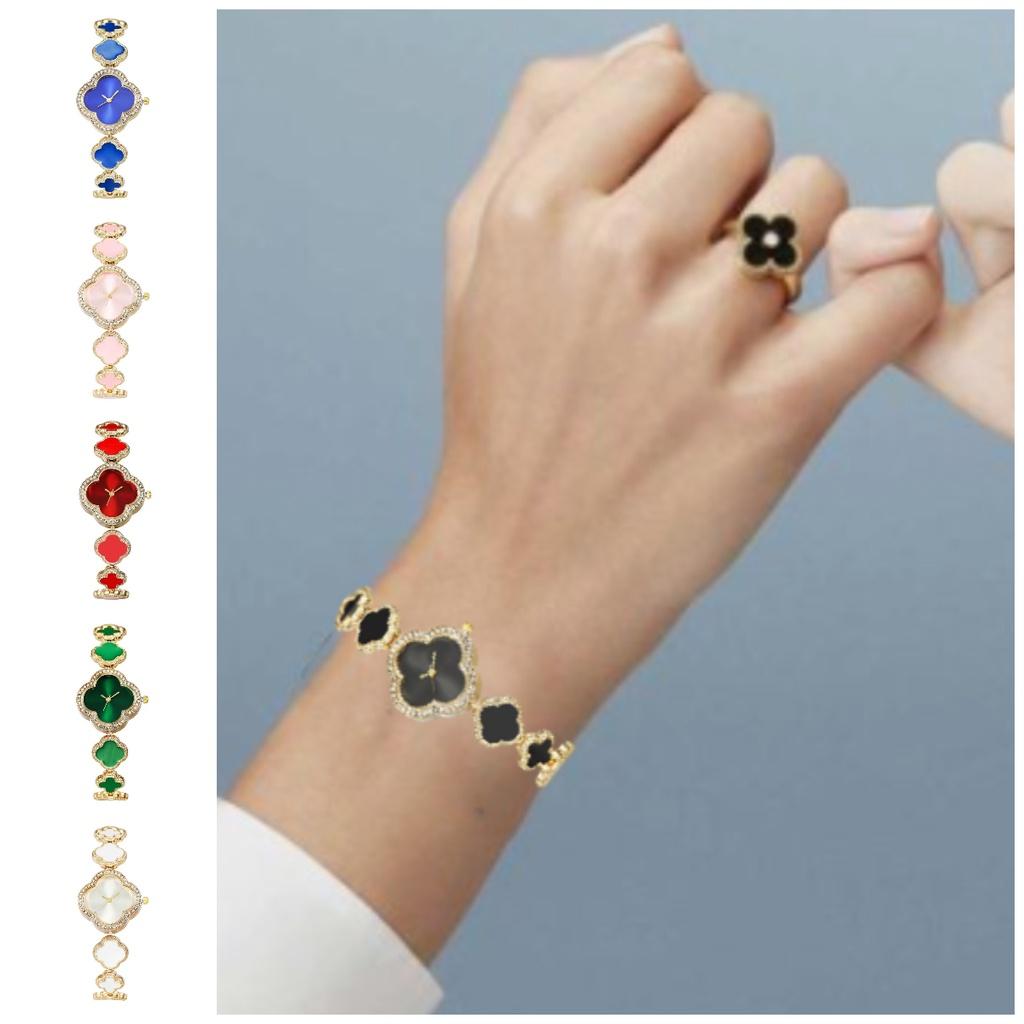 Clover Four Leaf Quartz Watch Leather Alhambra Wristwatch Accessory Gifts Girls