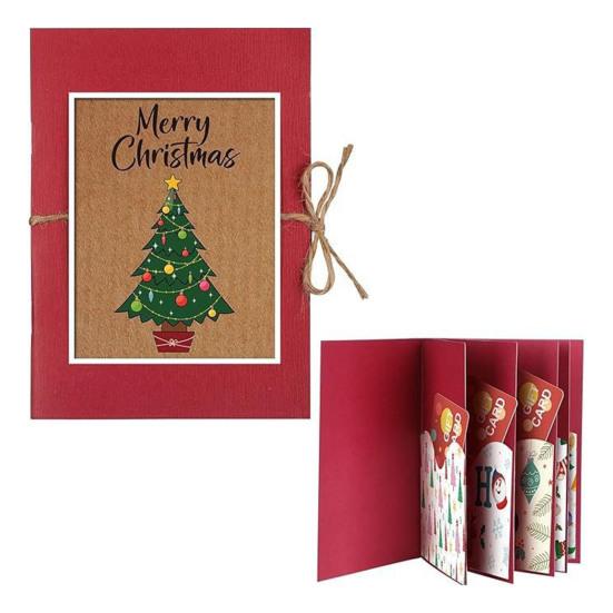 Christmas Gift Card Holder 5 Slots Postcard Card Sleeve Christmas Tree/Snowman Money Holder Envelope Booklet for Xmas Party Supplies