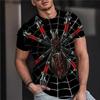 Summer Fashion Men's T-shirt Graffiti Pattern 3D Flower Print Casual Loose Outdoor Boy Short Sleeve Tees Top Pullover