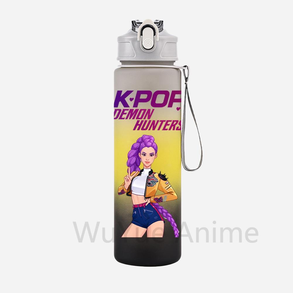 Anime K-Pop Demon Hunters Character Water Cup Large Capacity Outdoor Portable Rope Drinking Bottle Gift for Boys and Girls