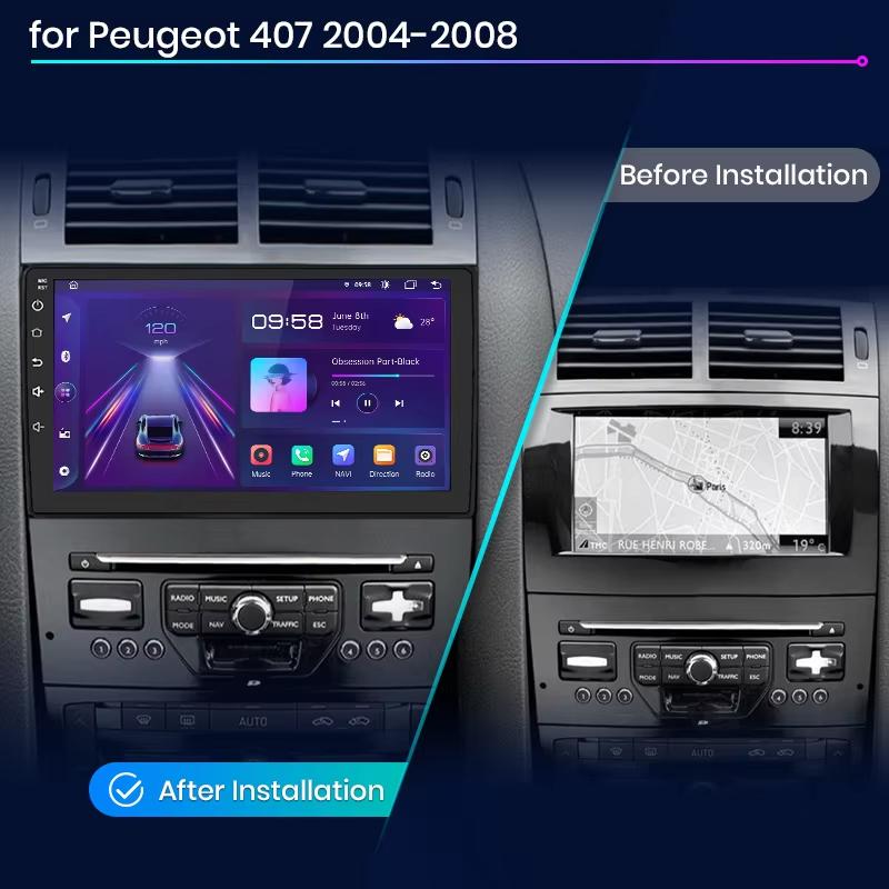 Wireless CarPlay Android Auto Radio For Peugeot 407 2004-2011 360 Camera Car Intelligent Systems RDS DSP 2din autoradio