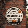 Halloween Door Sign Sign, This Is My Haunted Place Festival Weatherproof Decorative Hanging Plaque, Metal Wall Art Decor Seasonal Front