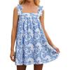 Damen Blumen-Bindekleid Niedlicher eckiger Ausschnitt Locker Strand-Kurzkleid Offener Rücken Böhmisches Sommer-Sonnenkleid