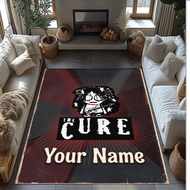 The Cure Crystal Velvet Rug, Custom Name Text Personalized Non‑Slip Floor Mat for Home Decor Gift