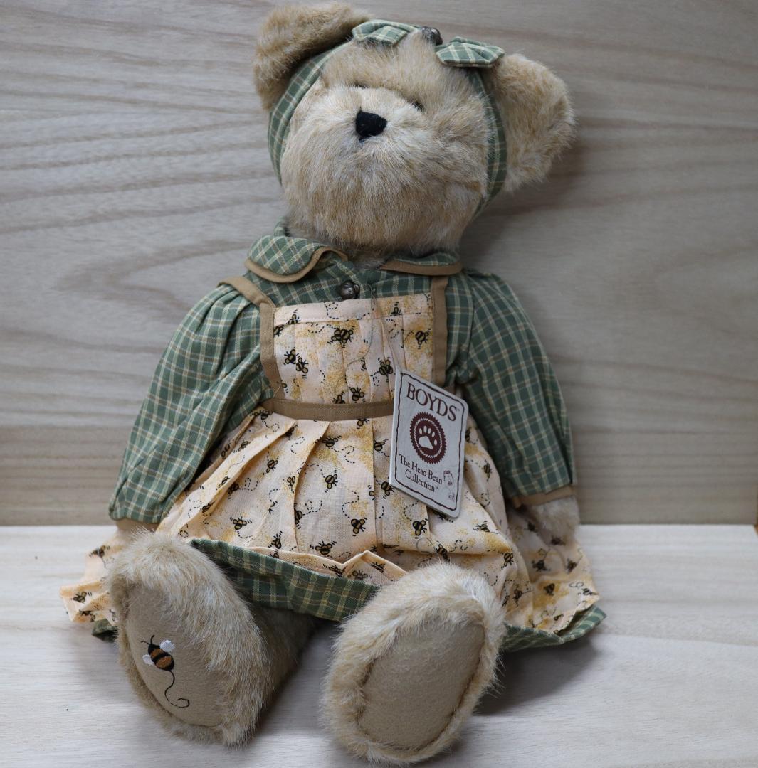 

[Б/У] Плюшевый мишка BOYDS BEARS в клетчатом платье