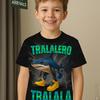 Summer hot selling children's T-shirt shark 3D printing design comfortable round neck short sleeved cartoon pattern children's T-shirt
